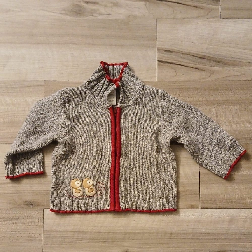 Gymboree Holiday Friends Penguin Marled Cardigan Vintage Size 6-12 Months